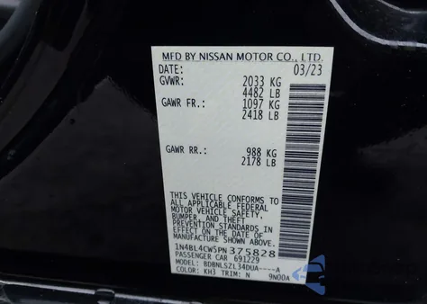 2023 Nissan Altima Sr Intelligent Awd из США, поврежденный, VIN 1N4BL4CW5PN375828